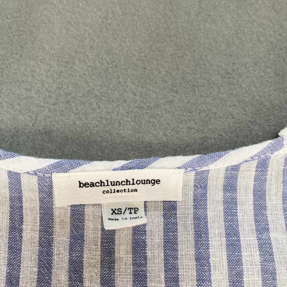 Beach Lunch Lounge Collection Casual Dress Linen Blend Blue XS Beach Coastal - Picture 2 of 8